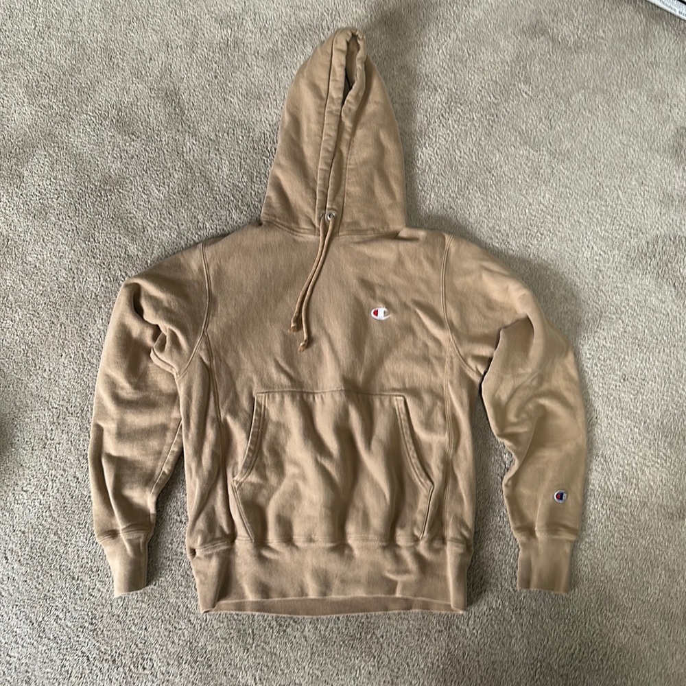Tan champion hoodie size small (reverse weave)